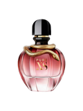 Perfume bottle labeled 'PURE XS' with a gold snake design on a black background