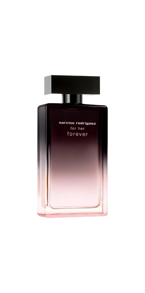 Narciso Rodriguez perfume bottle for her forever on a white background