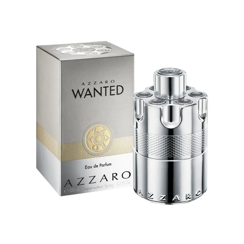 Azzaro Wanted perfume bottle and packaging on a white background
