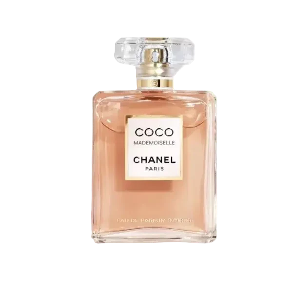 Chanel Coco Mademoiselle perfume bottle on a white background