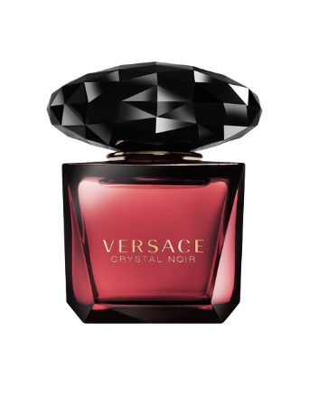 Versace Crystal Noir perfume bottle with black and red design