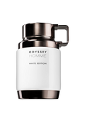 White container with silver lid and handle labeled 'Odyssey Homme White Edition' on a white background